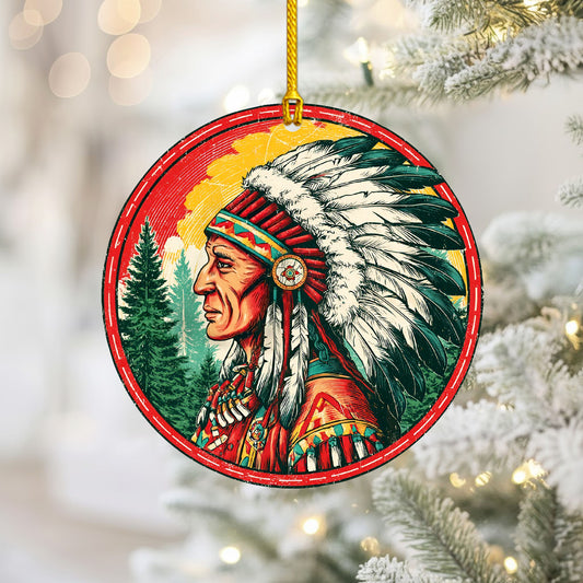 Native American Chief - Vintage Style Christmas Tree Decor Flat Acrylic