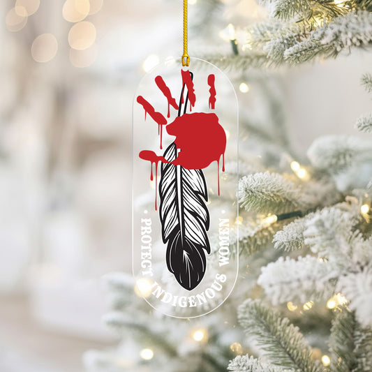 Protect Indigenous Women - MMIW Red Handprint Feather - Unique Christmas Gift Decor Flat Acrylic
