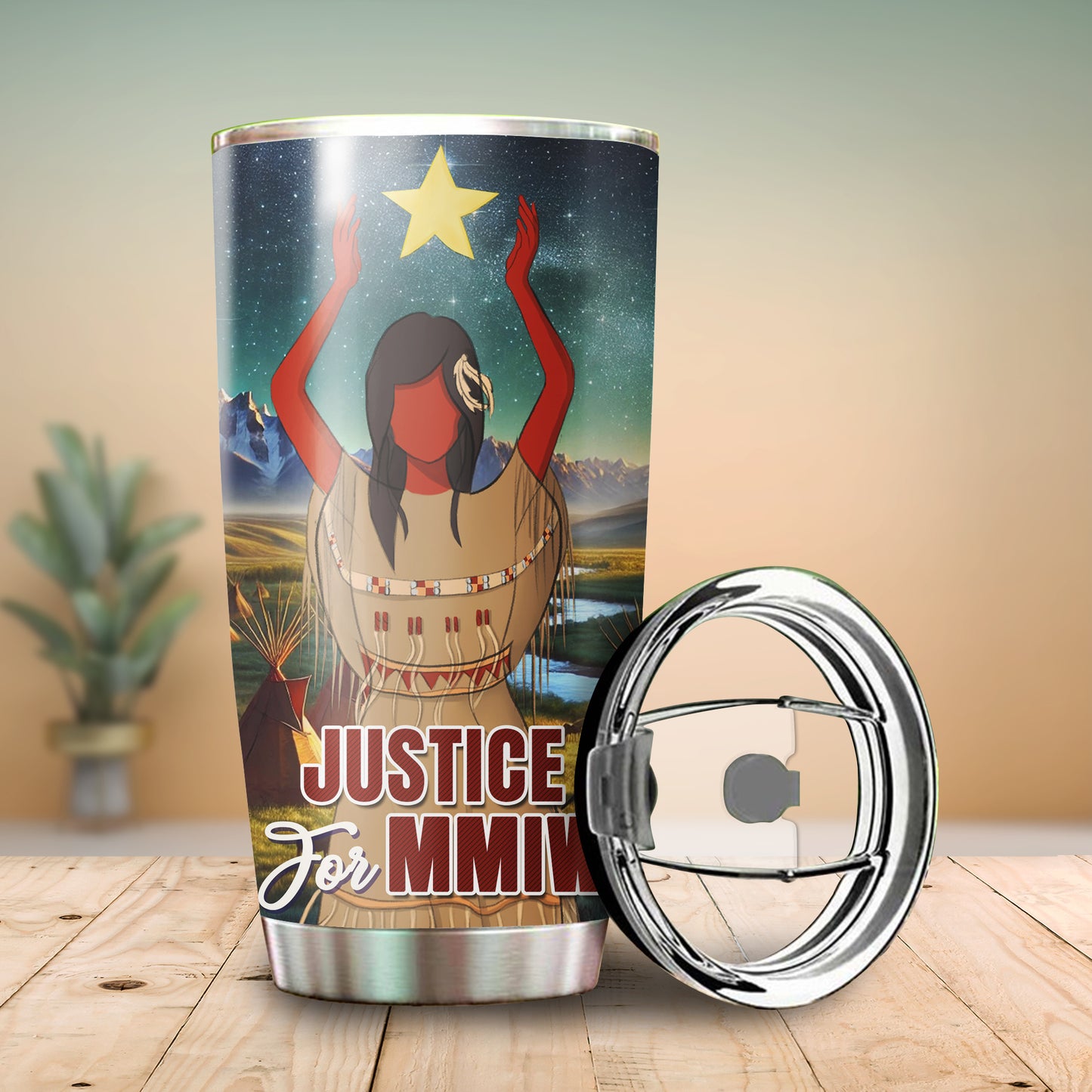 Justice For MMIW -  Native American Stainless Steel Tumbler 007