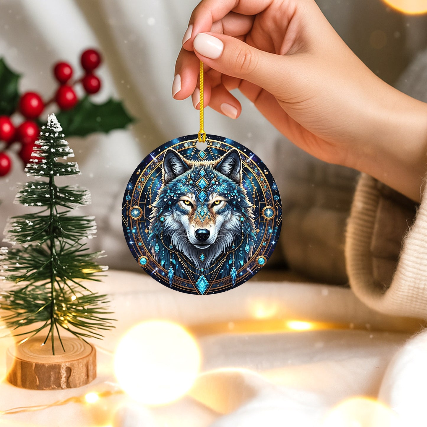Celestial Wolf - Blue Crystal Spirit Animal - Unique Christmas Gift Decor Flat Acrylic