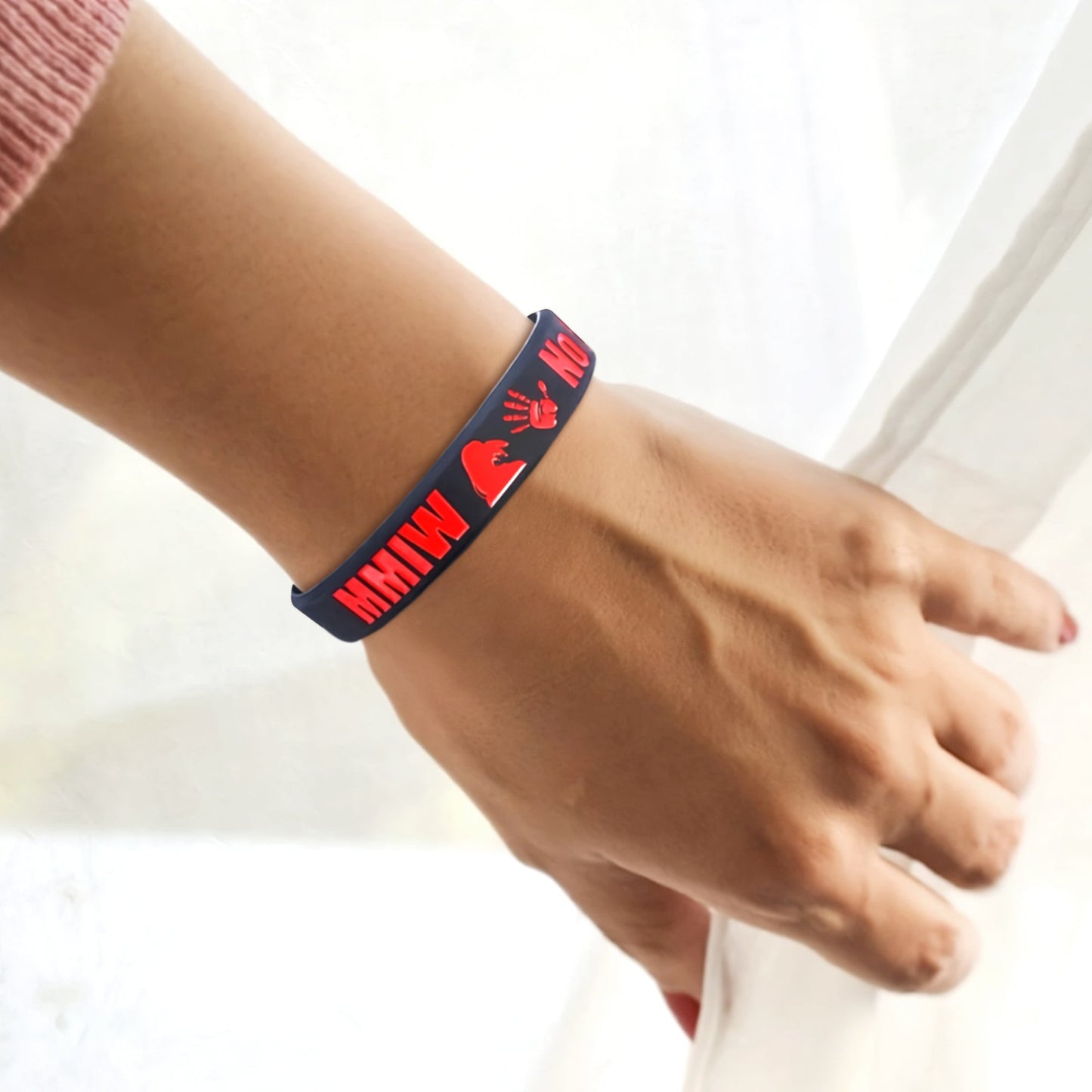 SALE 50% OFF - MMIW No More Stolen Sisters Silicone Wristband - Debossed Color V001