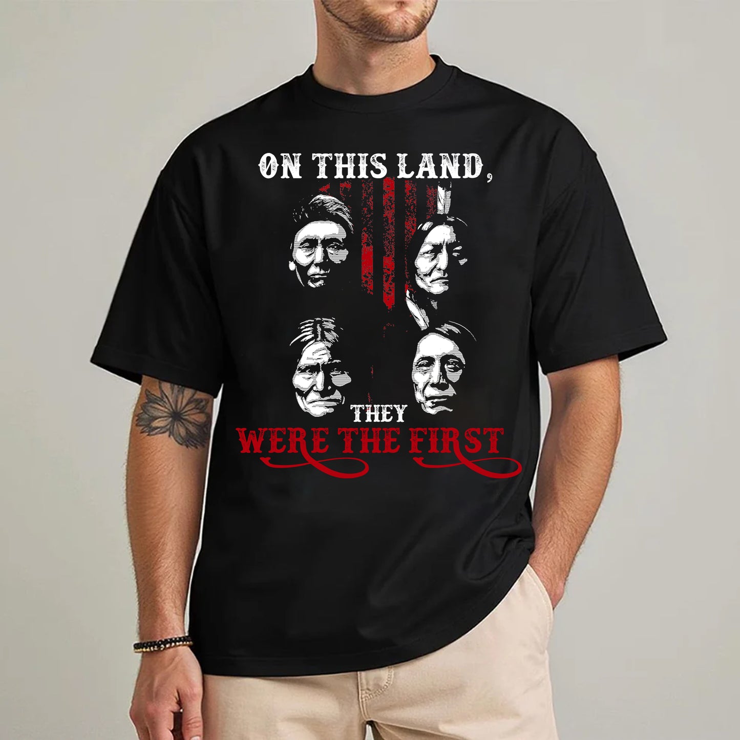"On This Land, They Were the First" Native American Chiefs - Indigenous Heritage Unisex T-Shirt/T-Shirt V-Neck/Hoodie/Sweatshirt