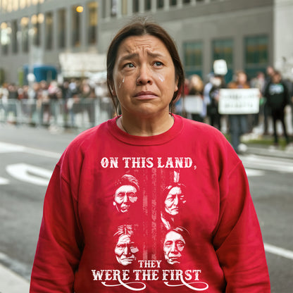 "On This Land, They Were the First" Native American Chiefs - Indigenous Heritage Unisex T-Shirt/T-Shirt V-Neck/Hoodie/Sweatshirt