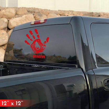 MMIW - I Wear Red, No More Stolen Sisters Red Hand Car Decal 313