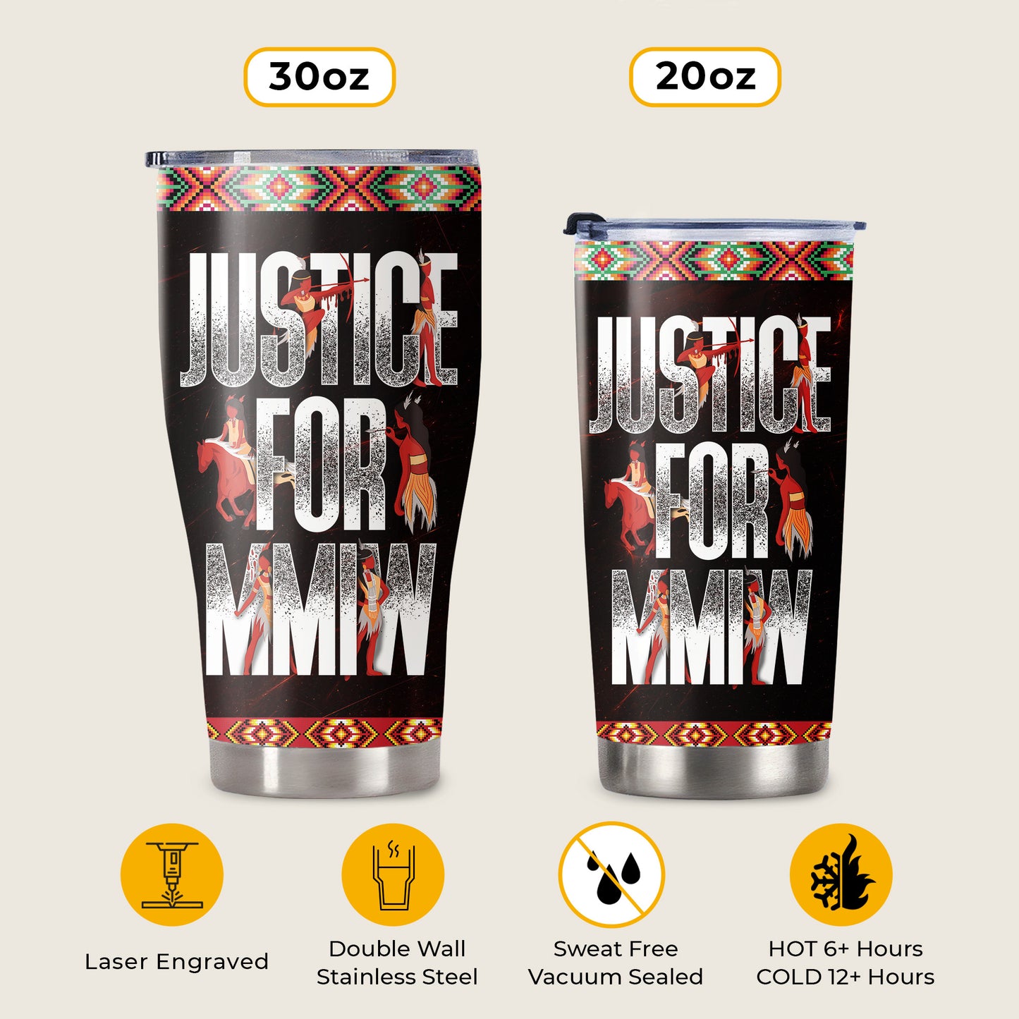 Justice For MMIW -  Native American Stainless Steel Tumbler 013