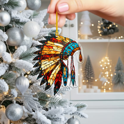 Stained Glass Feather Acrylic Ornament - Christmas Tree Decor