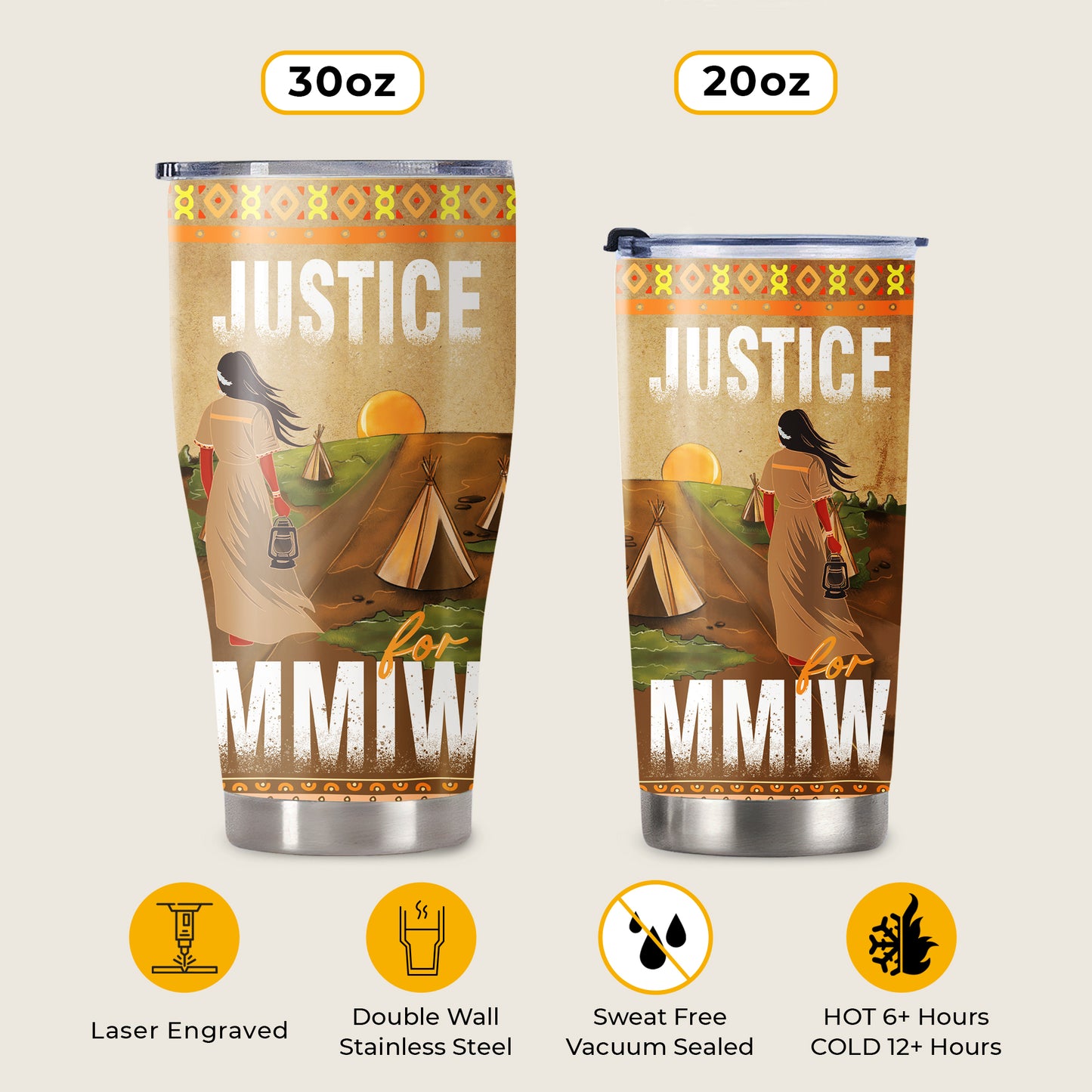 Justice For MMIW -  Native American Stainless Steel Tumbler 008