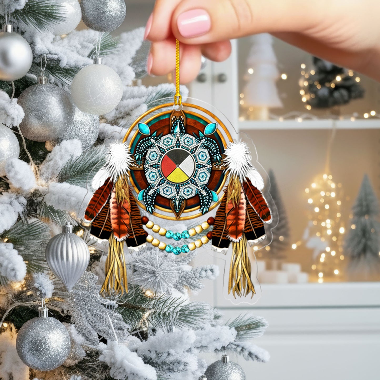 Turtle Medicine Wheel - Native American Healing Symbol - Unique Christmas Gift Decor Flat Acrylic