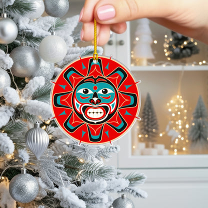 Sun Spirit Acrylic Ornament, Indigenous Inspired Art, Meaningful Holiday Decor