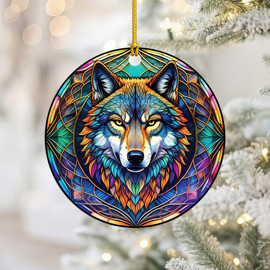 Rainbow Wolf - Tribal Spirit Animal - Unique Christmas Gift Decor Flat Acrylic