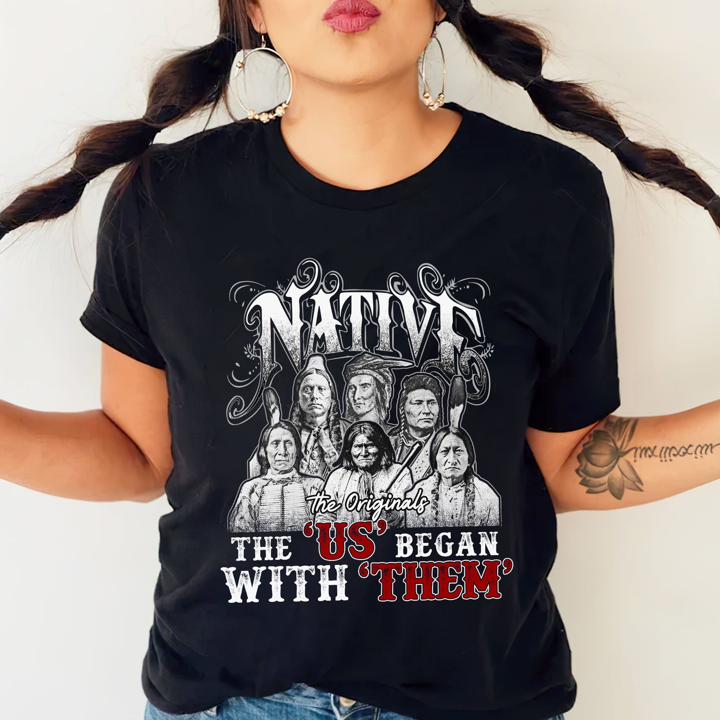 Native American Heritage - “The US Began With Them” Graphic Unisex T-Shirt/T-Shirt V-Neck/Hoodie/Sweatshirt