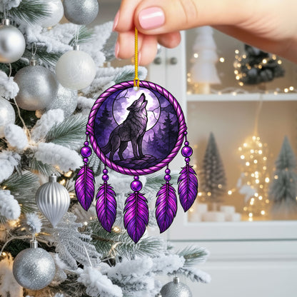 Wolf Dreamcatcher - Purple Moon Forest - Unique Christmas Gift Decor Flat Acrylic