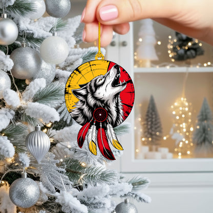 Howling Wolf with Dreamcatcher - Native American Christmas Gift Decor Flat Acrylic