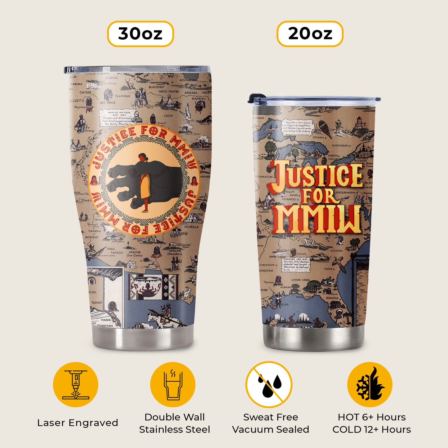 Justice For MMIW -  Native American Stainless Steel Tumbler 006