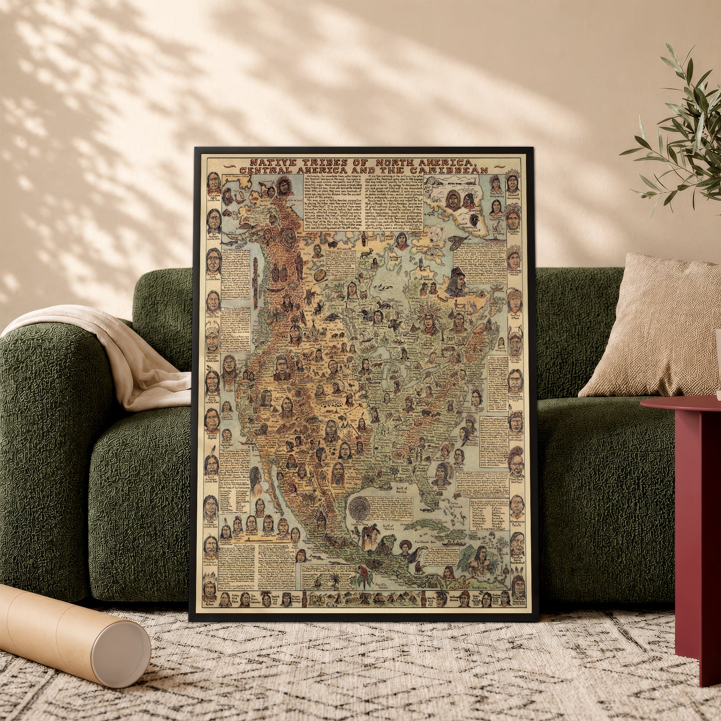 Native Tribes of North American central America and the Caribbean Maps Poster