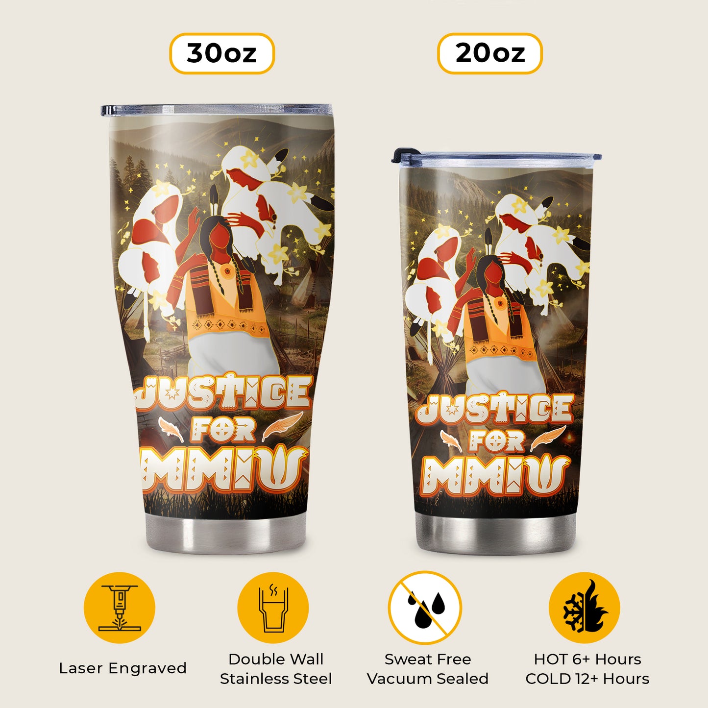 Justice For MMIW -  Native American Stainless Steel Tumbler 004