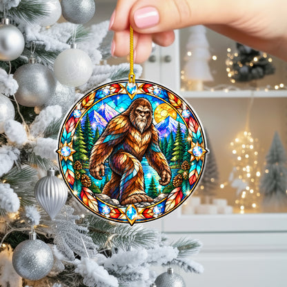 Bigfoot Acrylic Ornament Stained Glass Style Christmas Decor