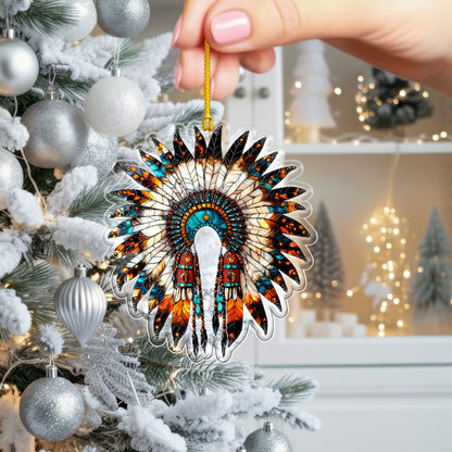 Feather Headdress Acrylic Christmas Ornament - Holiday Decor