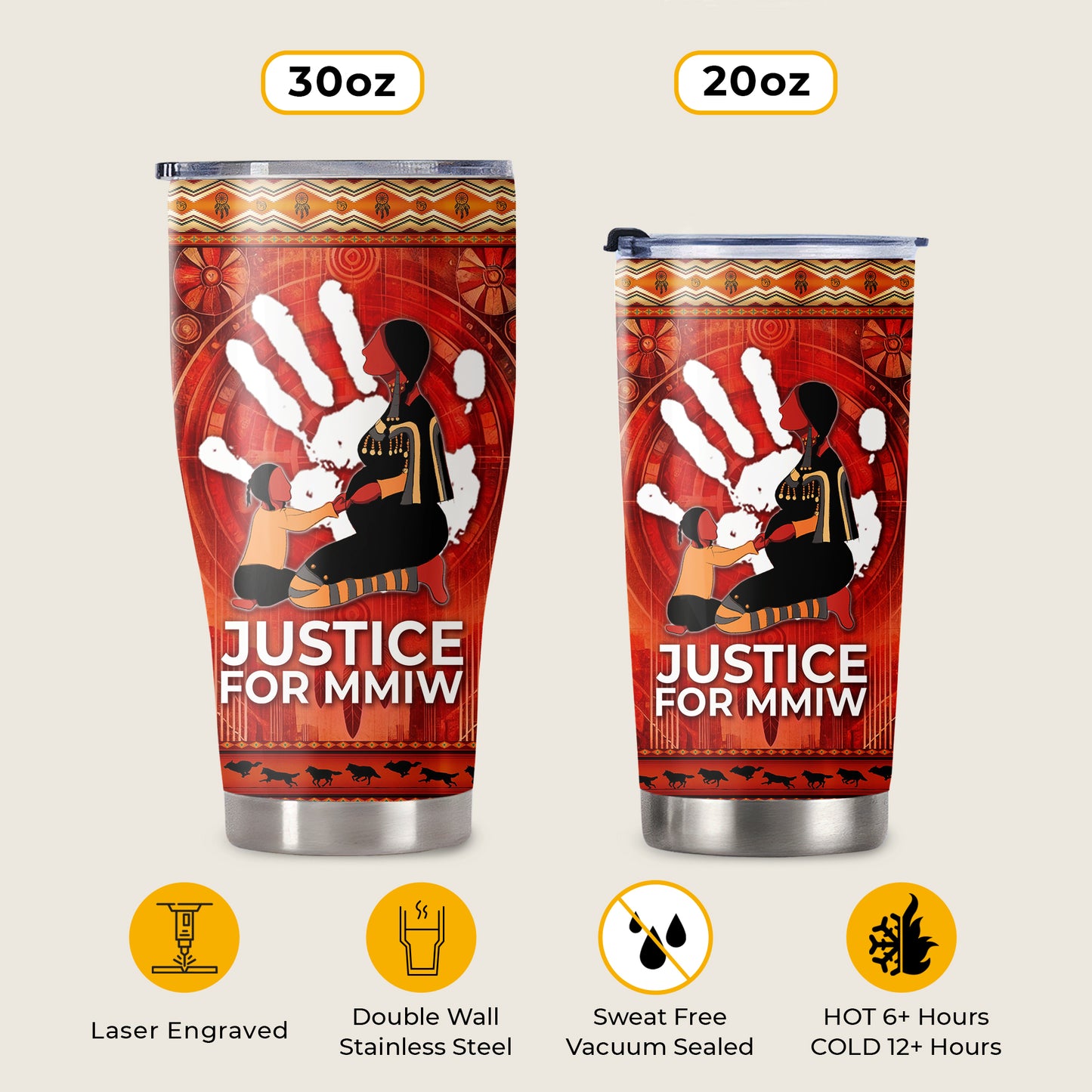 Justice For MMIW -  Native American Stainless Steel Tumbler 015