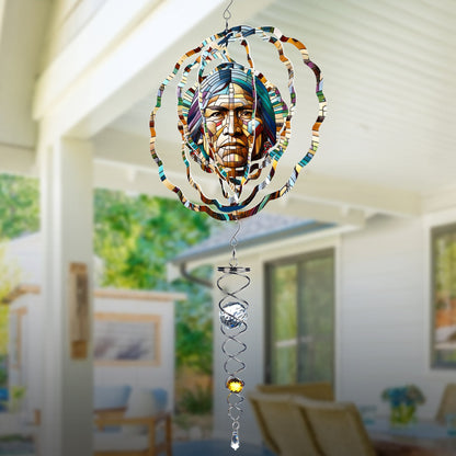 Colorful Native American Geronimo Chief Wind Spinner 013