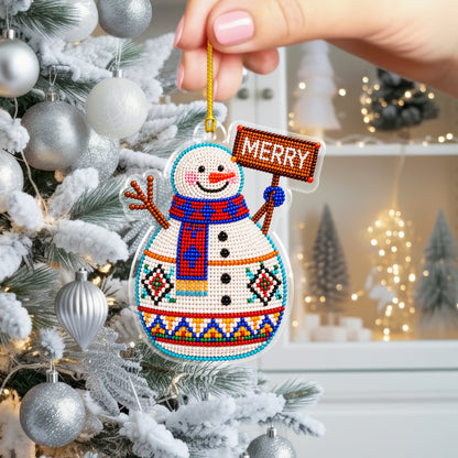 Beaded Style Snowman Acrylic Christmas Ornament, Holiday Gift