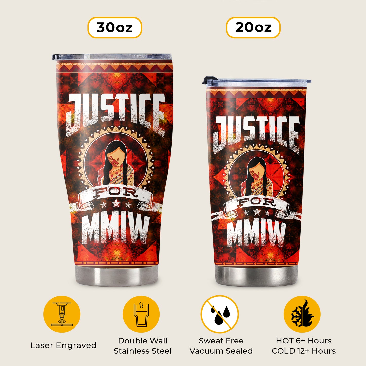 Justice For MMIW -  Native American Stainless Steel Tumbler 016