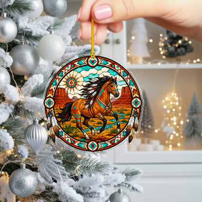 Stained Glass Horse Acrylic Ornament - Western Holiday Tree Decor