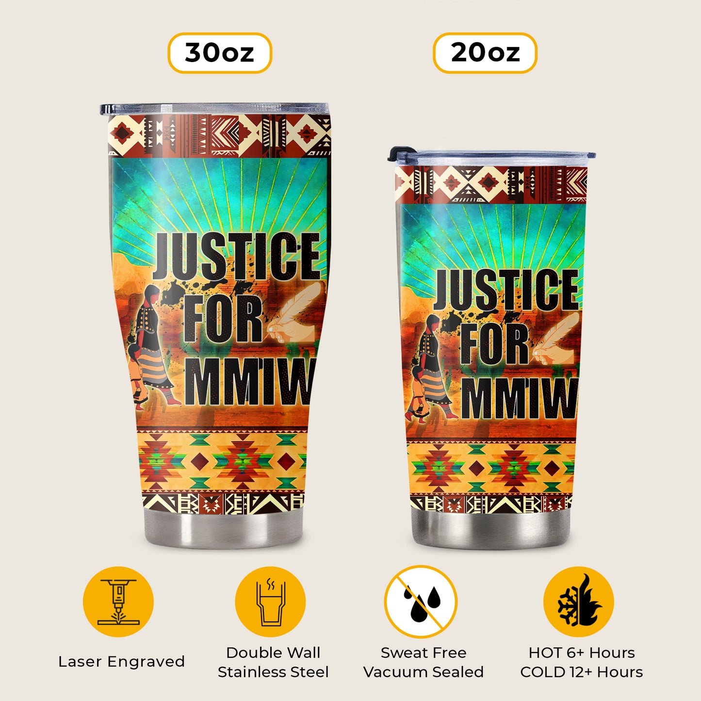 Justice For MMIW -  Native American Stainless Steel Tumbler 014