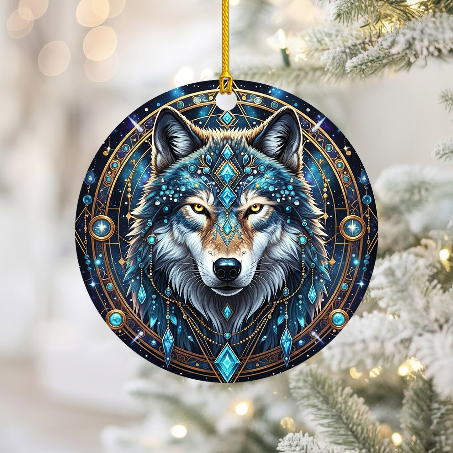 Celestial Wolf - Blue Crystal Spirit Animal - Unique Christmas Gift Decor Flat Acrylic