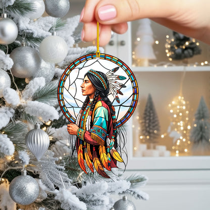 Native American Woman - Tribal Heritage Christmas Decor Flat Acrylic