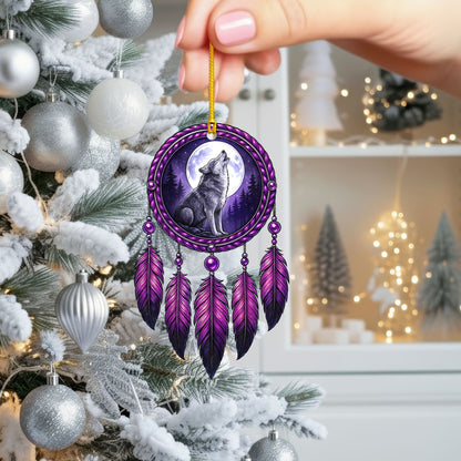 Howling Wolf - Purple Dreamcatcher Moon - Unique Christmas Gift Decor Flat Acrylic
