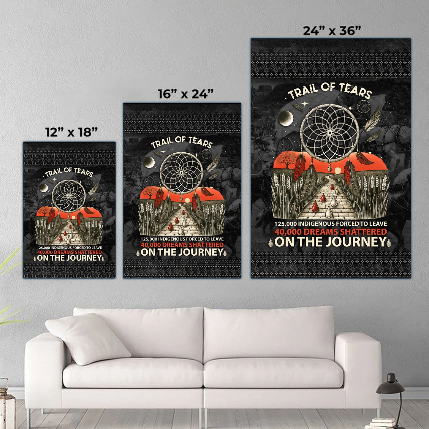 Trail Of Tears - 125000 Indigenous Forced To Leave 40000 Dreams Shattere Poster/Canvas