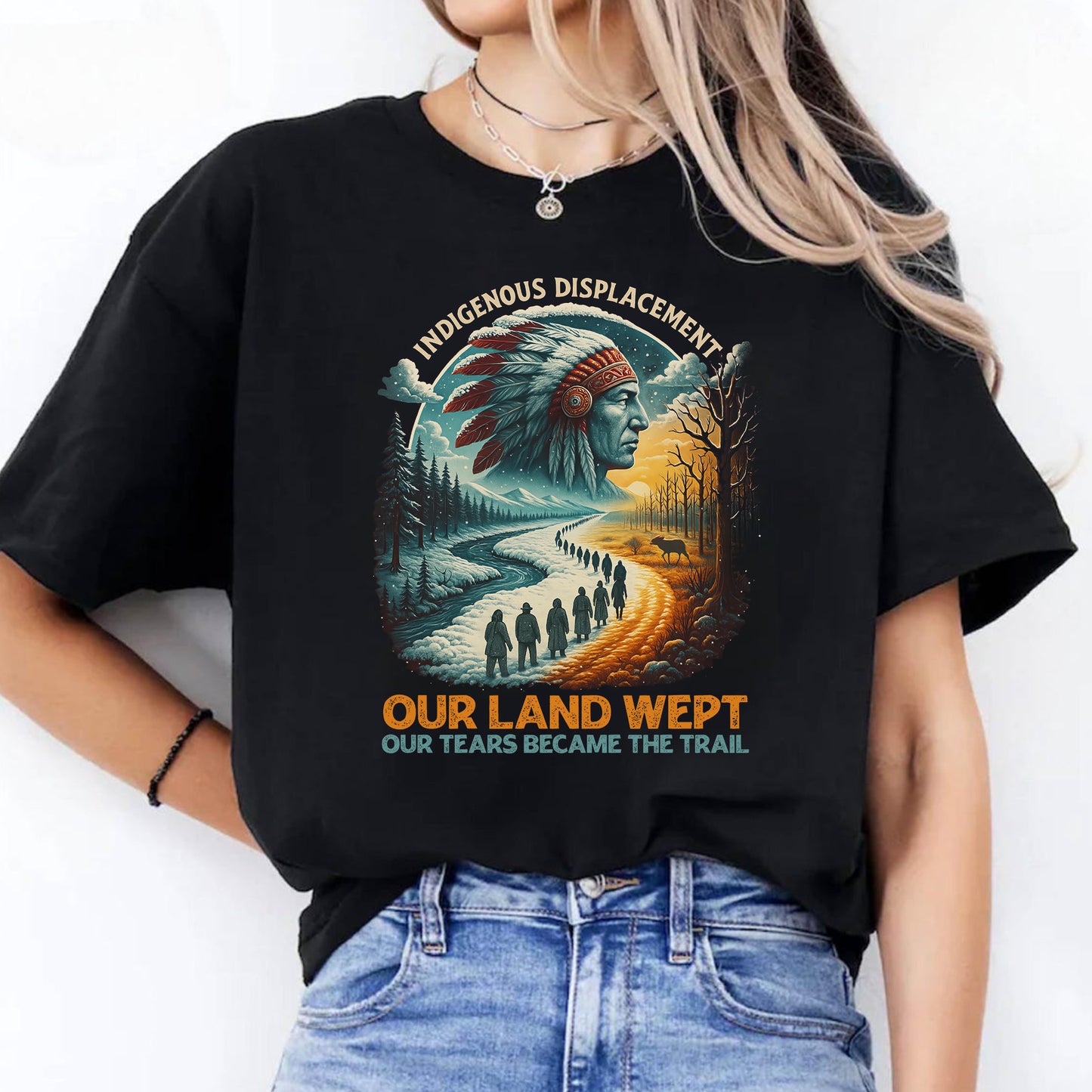 Indigenous Displacement - Our Land Wept Our Tears Became The Trail Unisex T-Shirt/Hoodie/Sweatshirt
