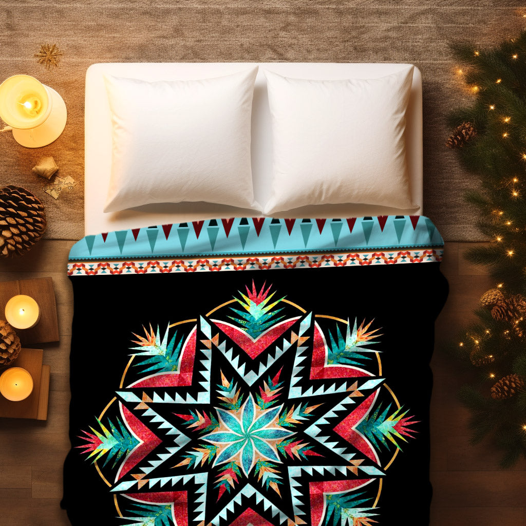 Custom Family Name Sacred Star Navajo-Inspired Vibrant Fleece Blanket