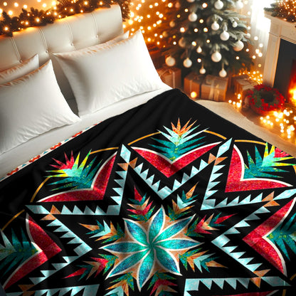 Custom Family Name Sacred Star Navajo-Inspired Vibrant Fleece Blanket