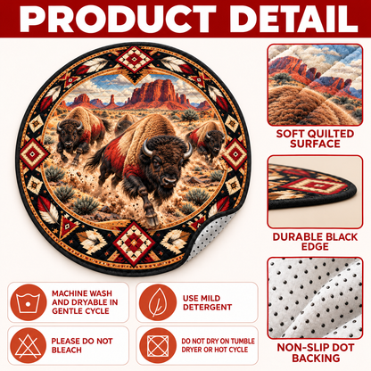 Native American Style 3D Wildlife Quilted Round Mat Home Decor