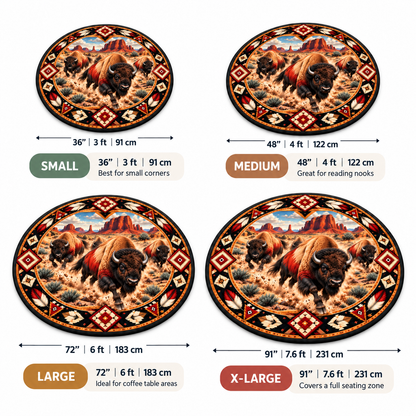 Native American Style 3D Wildlife Quilted Round Mat Home Decor
