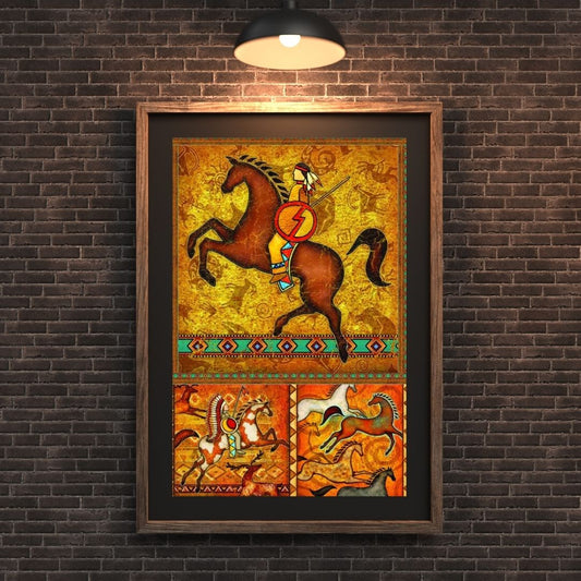 The Orange Native American Horse Poster/Canvas