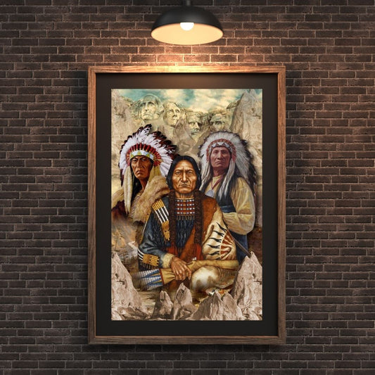 The Three Native American Chief Portrait Poster/Canvas