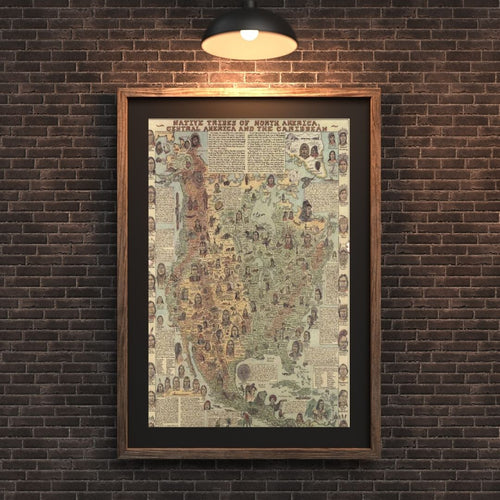 Native Tribes of North American central America and the Caribbean Maps Poster