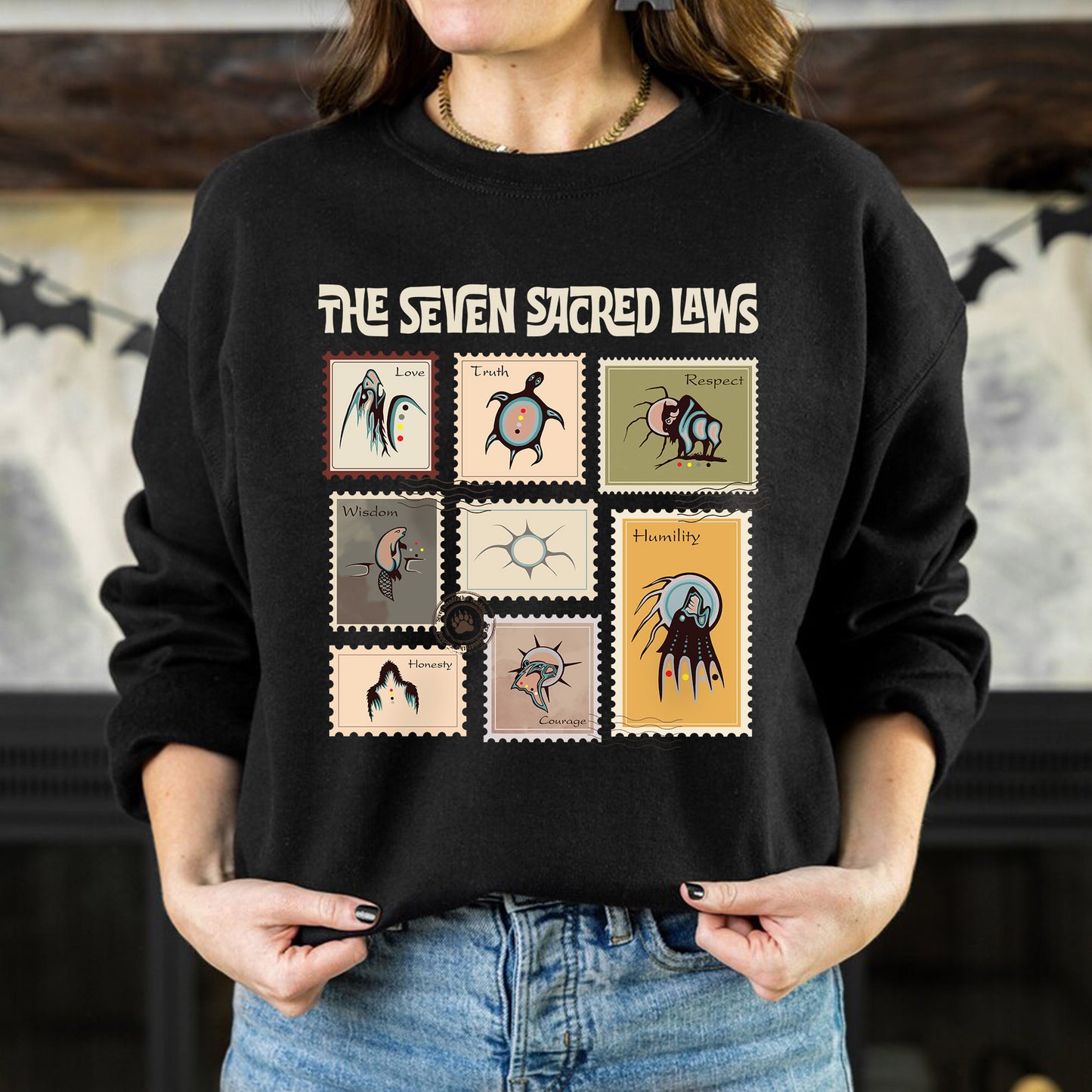 The Seven Sacred Teachings - Spirit Animal Graphic Unisex T-Shirt/T-Shirt V-Neck/Hoodie/Sweatshirt