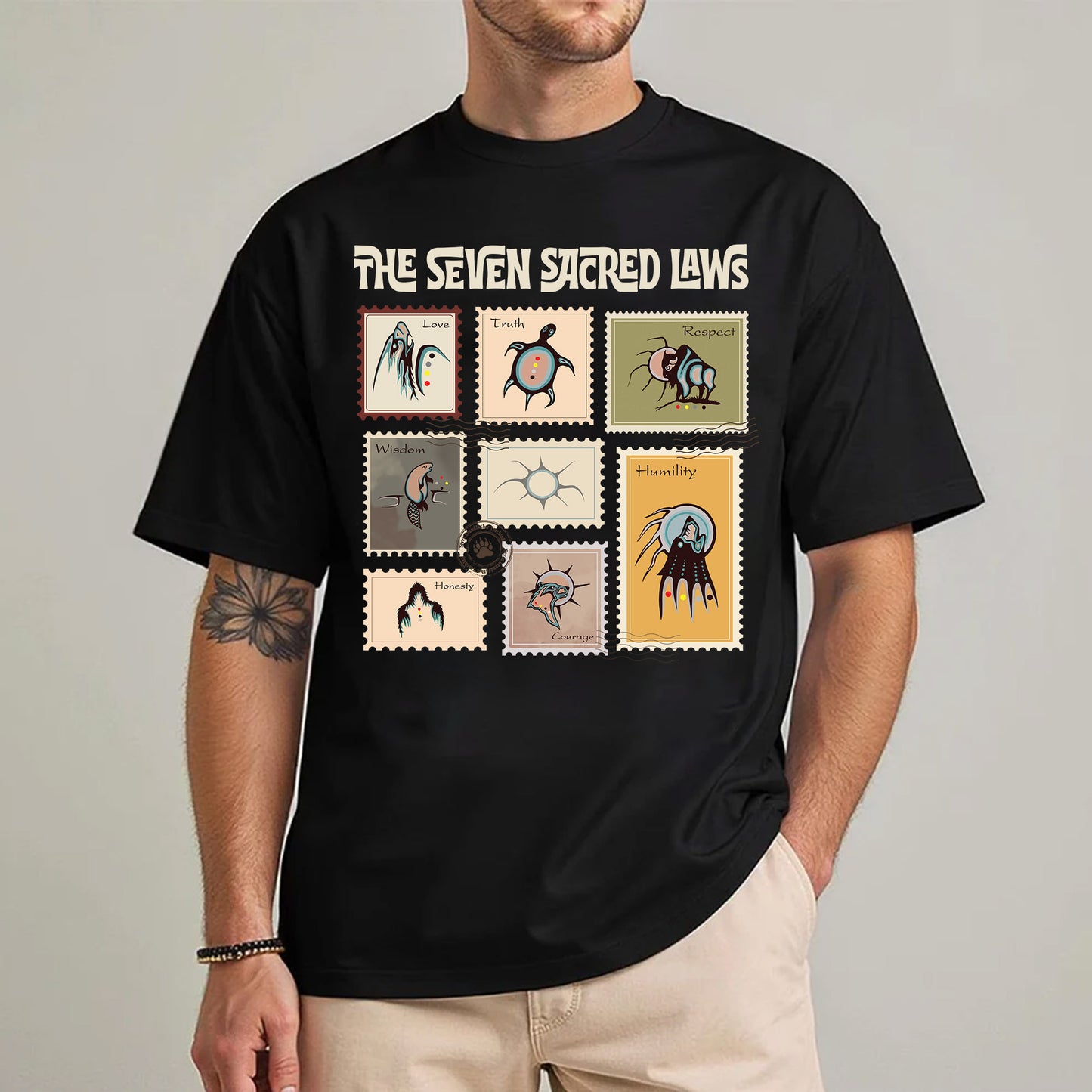 The Seven Sacred Teachings - Spirit Animal Graphic Unisex T-Shirt/T-Shirt V-Neck/Hoodie/Sweatshirt