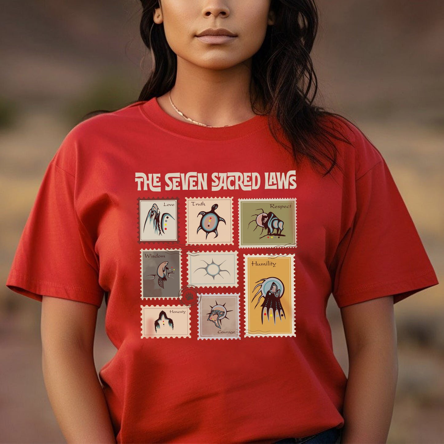 The Seven Sacred Teachings - Spirit Animal Graphic Unisex T-Shirt/T-Shirt V-Neck/Hoodie/Sweatshirt