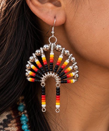 Native Chief Inspired Beaded Earrings - Handmade Tribal Jewelry