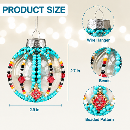Red Beaded Christmas Ornament, Native-Inspired Holiday Decor