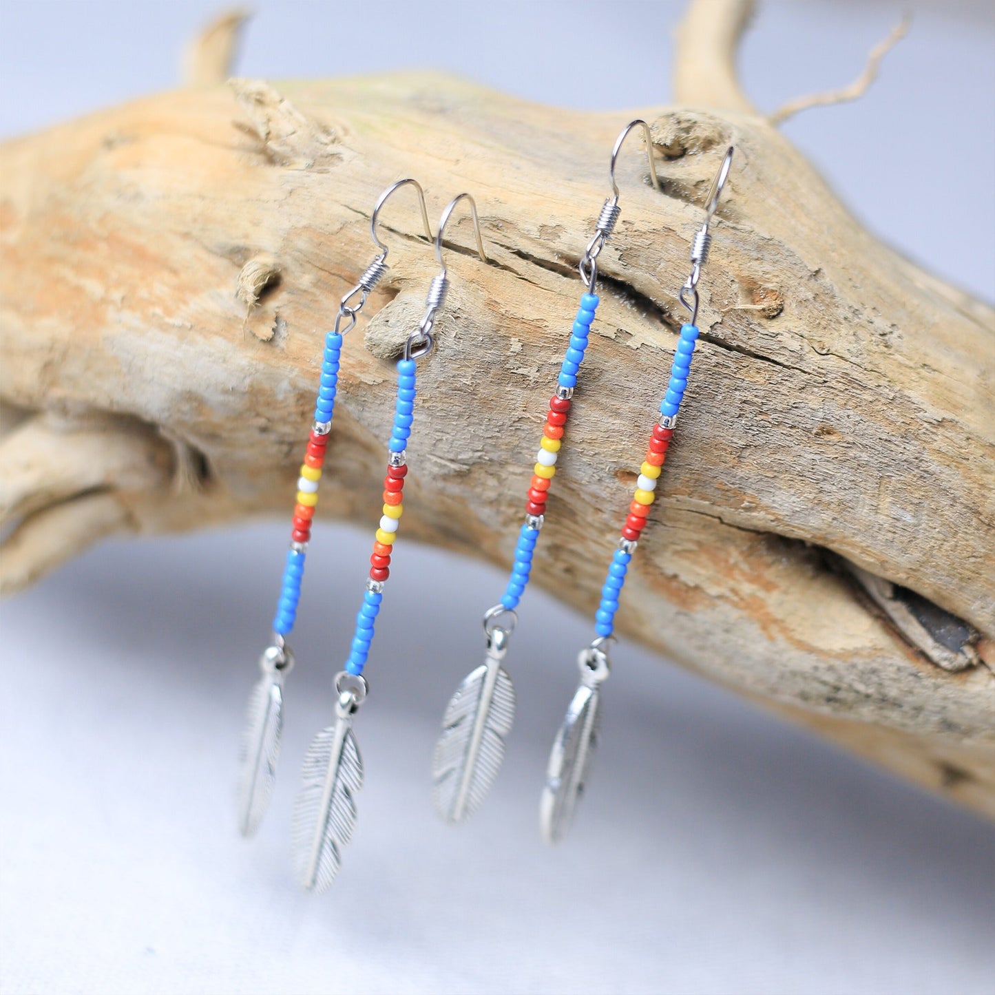 SALE 50% OFF - Blue Stick Pattern Beaded Handmade Earrings For Women