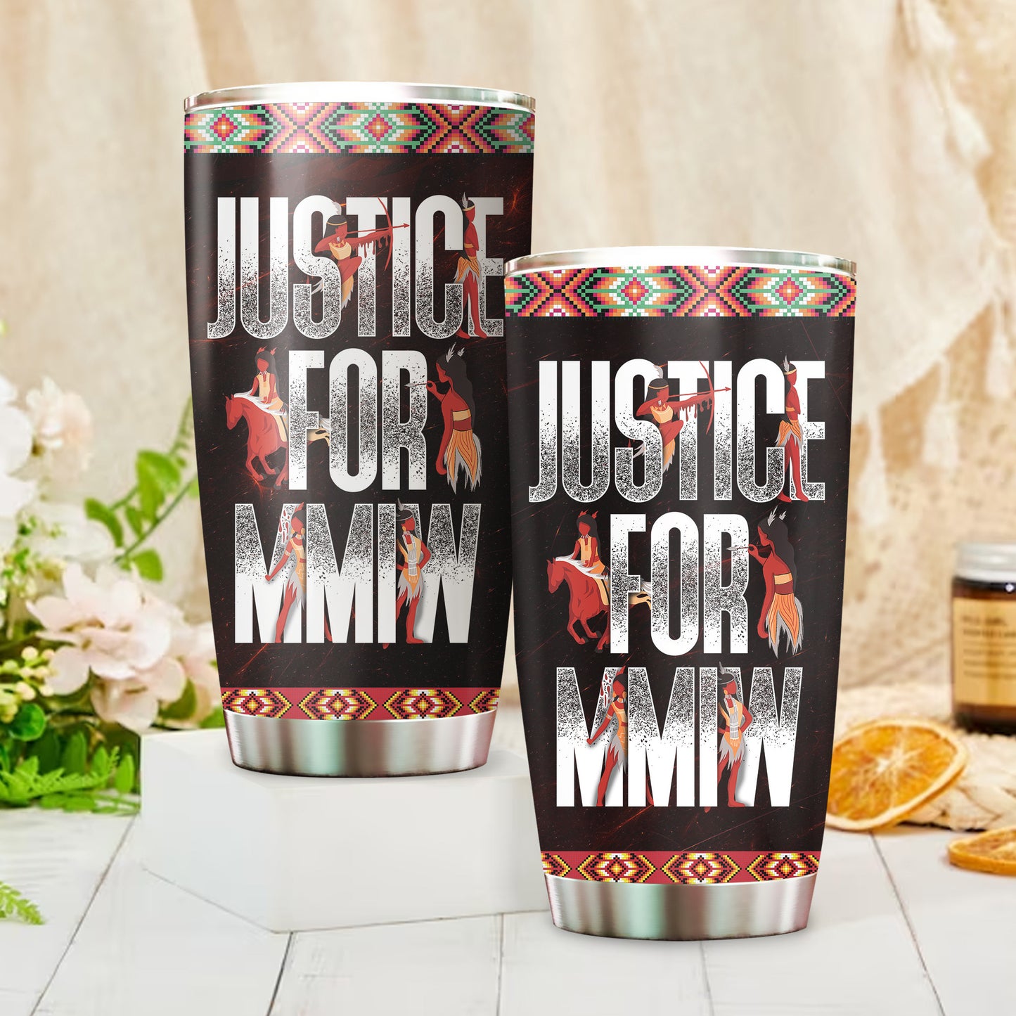 Justice For MMIW -  Native American Stainless Steel Tumbler 013