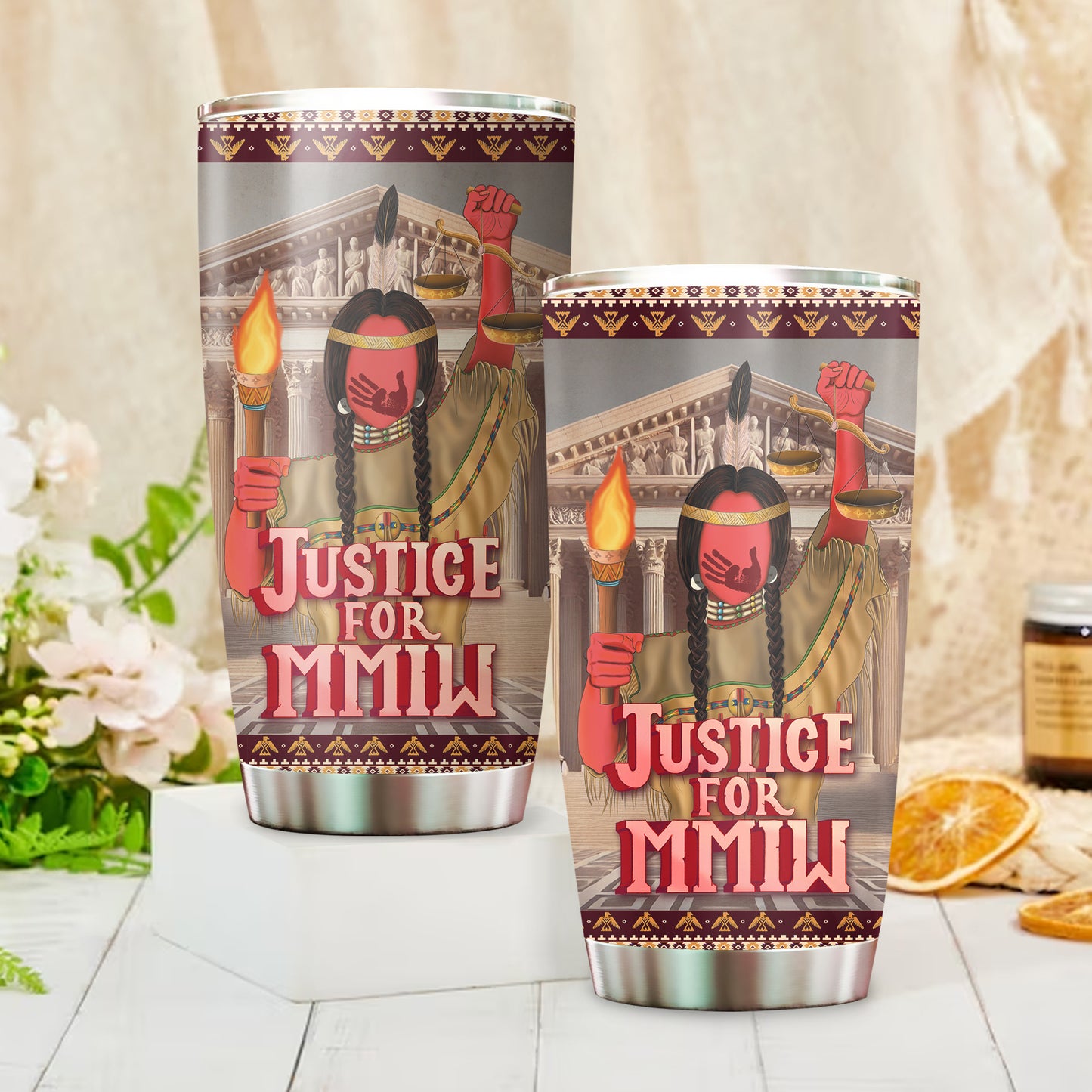 Justice For MMIW -  Native American Stainless Steel Tumbler 020