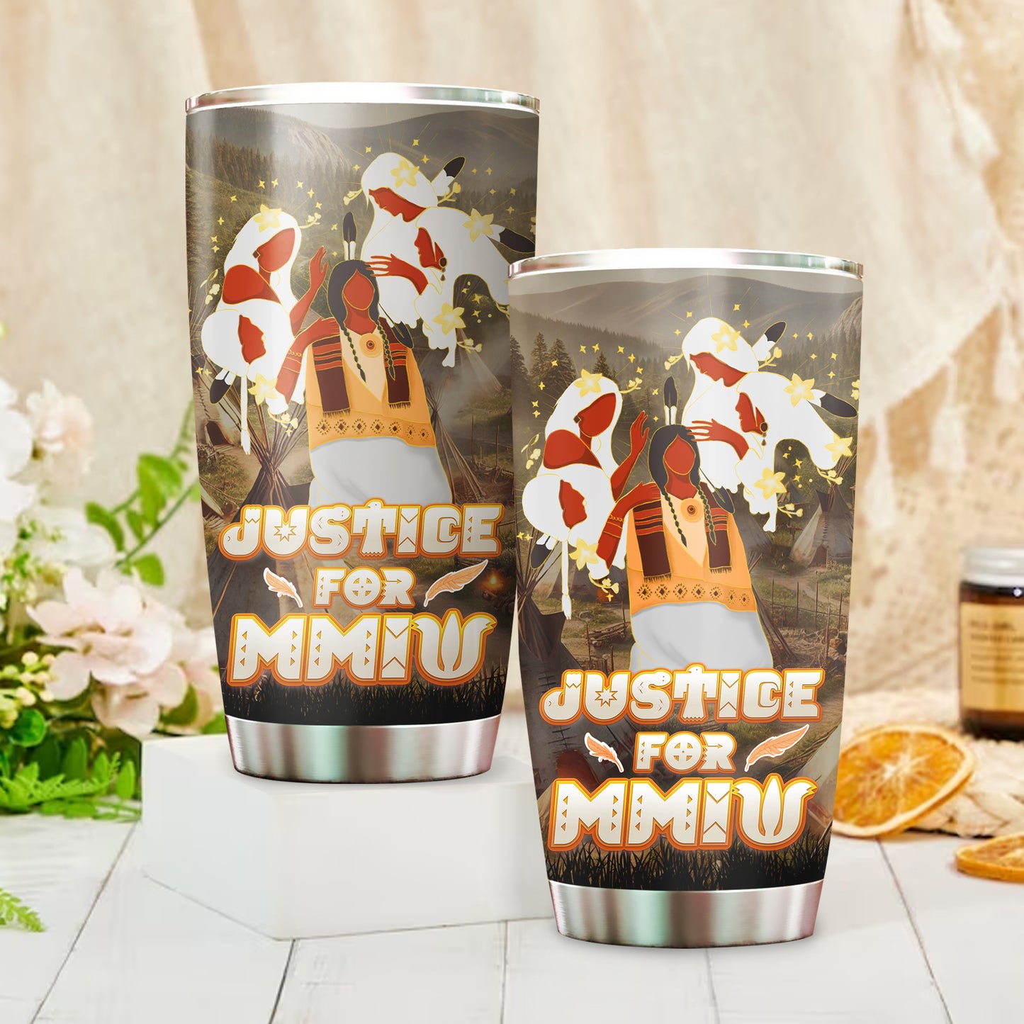 Justice For MMIW -  Native American Stainless Steel Tumbler 004