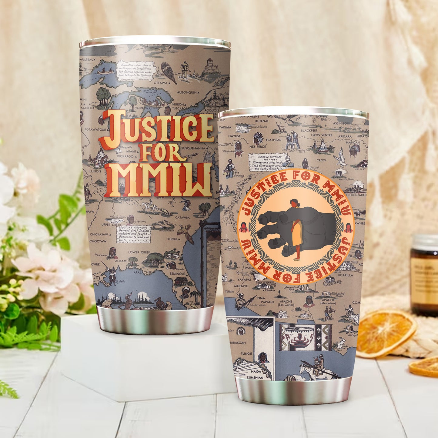 Justice For MMIW -  Native American Stainless Steel Tumbler 006